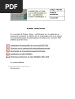 F-Ac-001 Formato de Acta de Capacitacion Del Laboratorio Clinico Juan Pablo II