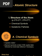 Ch. 10 - Atomic Structure: I. Structure of The Atom