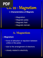 Ch. 22 - Magnetism: I. Characteristics of Magnets