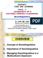 EDUP3073 Culture and Learning: Topic 7: Management of A Cultural Friendly Classroom