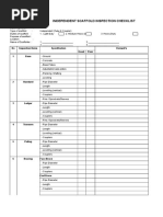 Independent Scaffold Inspection Checklist: No Inspection Items Specification Remark's Good Poor 1 Base