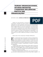 AS TEORIAS ORGANIZACIONAIS, OS ESTUDOS RECENTES E AS POSSÍVEIS INLUÊNCIAS NA PRÁTICA DAS ORGANIZAÇÕes PDF