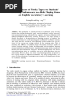 The in Fluence of Media Types On Students' Learning Performance in A Role Playing Game On English Vocabulary Learning