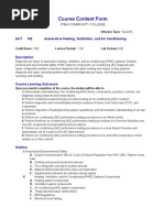 Course Content Form: AUT 142 Automotive Heating, Ventilation, and Air Conditioning