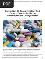 Prevention of Contamination and Cross - Contamination in Pharmaceutical Dosage Forms