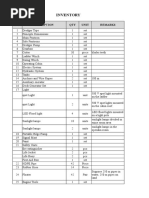 Inventory: NO Desription QTY Unit Remarks