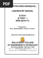 Computer Aided Design (Cad) Laboratory Manual B.Tech (Ii Year - I SEM) (2016-17)