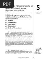 The Learner Will Demonstrate An Understanding of Simple Algebraic Expressions