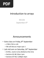 Introduction To Arrays: ESC101 September 6