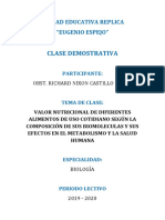 Valor Nutricional de Diferentes Alimentos de Uso Cotidiano Según La Composición de Sus Biomoleculas y Sus Efectos en El Metabolismo y La Salud Humana