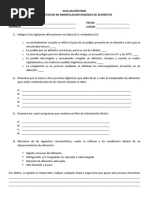 Evaluacion Final - Curso de Manipulacion Higienica de Alimentos