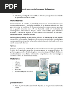 Determinación de Porcentaje Humedad de La Quinua