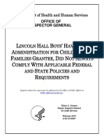 OIG Findings of Noncompliance by LINCOLN HALL BOYS' HAVEN Caring For UACs