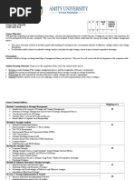 Course Title: Strategic Management Course Code: STRA701 Credit Units: Four L T P/ S SW/F W Total Credit Units