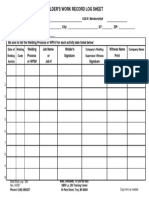 Welder'S Work Record Log Sheet Welder's Name: S.M.W. Membership#