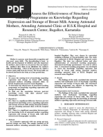 A Study to Assess the Effectiveness of Structured Teaching Programme on Knowledge Regarding Expression and Storage of Breast Milk Among Antenatal Mothers, Attending Antenatal Clinic at H.S.K Hospital and  Research Center, Bagalkot, Karnataka