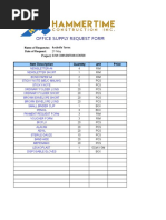 Office Supply Request Form: Item Description Quantity Unit Price