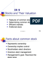 Stocks and Their Valuation: Features of Common Stock Determining Common Stock Values Efficient Markets Preferred Stock