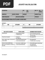 Job Safety Analysis (Jsa) Form