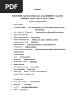 Format For Online Submission of Joining Report of Summer Internship Project (Sip) To Faculty Guide