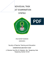 Individual Task Last Examination Syntax: Faculty of Teacher Training and Education Universitas Islam Syekh-Yusuf