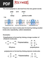 Polymer Poly Mers Parts or Units Many: Definition