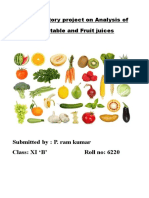 Investigatory Project On Analysis of Vegetable and Fruit Juices