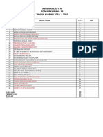 Absen Kelas Ii A SDN Mekarjaya 13 TAHUN AJARAN 2019 / 2020: NO Nama Siswa L / P KET