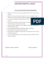 Sree Vasantham Hospital, Salem: 1. Er Protocol For Acute Intoxication (Poisoning)