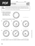 Decir La Hora: Dibuja La Manecilla de La Hora y La de Los Minutos para Mostrar La Hora Actual. Escribe La Hora