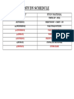 Study Schedule: Date and Day Study Material