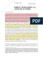 Apuntes Sobre El Tecnologicismo y La Voluntad Del No Querer (Subrayado)