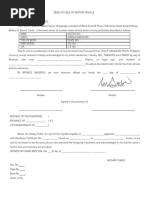 Deed of Sale of Motor Vehicle: Notary Public