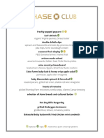 Chase Club Sample Menu