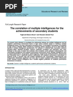 The Correlation of Multiple Intelligences For The Achievements of Secondary Students