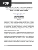 Calidad de Vida Laboral y Equidad en Empresas