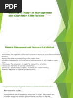 Material Management and Customer Satisfaction