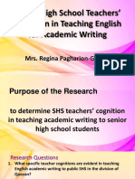 Senior High School Teachers' Cognition in Teaching English For Academic Writing