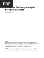 7 Effective Teaching Strategies For The Classroom: F E B R U A R Y 2 3, 2 0 1 8