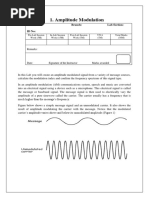 Amplitude Modulation: Name: Branch: Lab Section: ID No