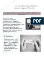 What Are The Desirable Personal Characteristics, Attributes, Lifestyle, Skills and Traits of A Prospective Entrepreneur? Why Are These Important