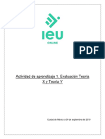 Actividad de Aprendizaje 1. Evaluación Teoría X y Teoría Y