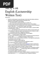 MCQ's On English (Lecturership Written Test)