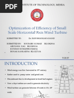 Optimization of Efficiency of Small Scale Horizontal Axis Wind Turbine