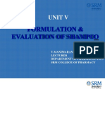 Formulation & Evaluation of Shampo O: Unit V