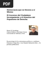 La Democracia Que Se Devora A Si Misma, El Ascenso Del Ciudadano Incompetente y El Atractivo Del Populismo de Derecha - Shawn W. Rosenberg (Univ California)