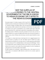 Whether The Surplus of Rs.1,76,000 Crores To The Central Government by The Rbi Is A Boon To Indian Economy or It Affects The Indian Economy