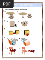 Toys - Prepositions: Listen To Your Teacher and Choose The Correct Option