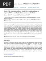 Study of The Adsorption of Heavy Metal (PB) at Batch Conditions in Aqueous Solution Onto Apricot Stone As Low Cost Adsorbent