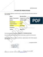 Modelo de Certificado de Operatividad